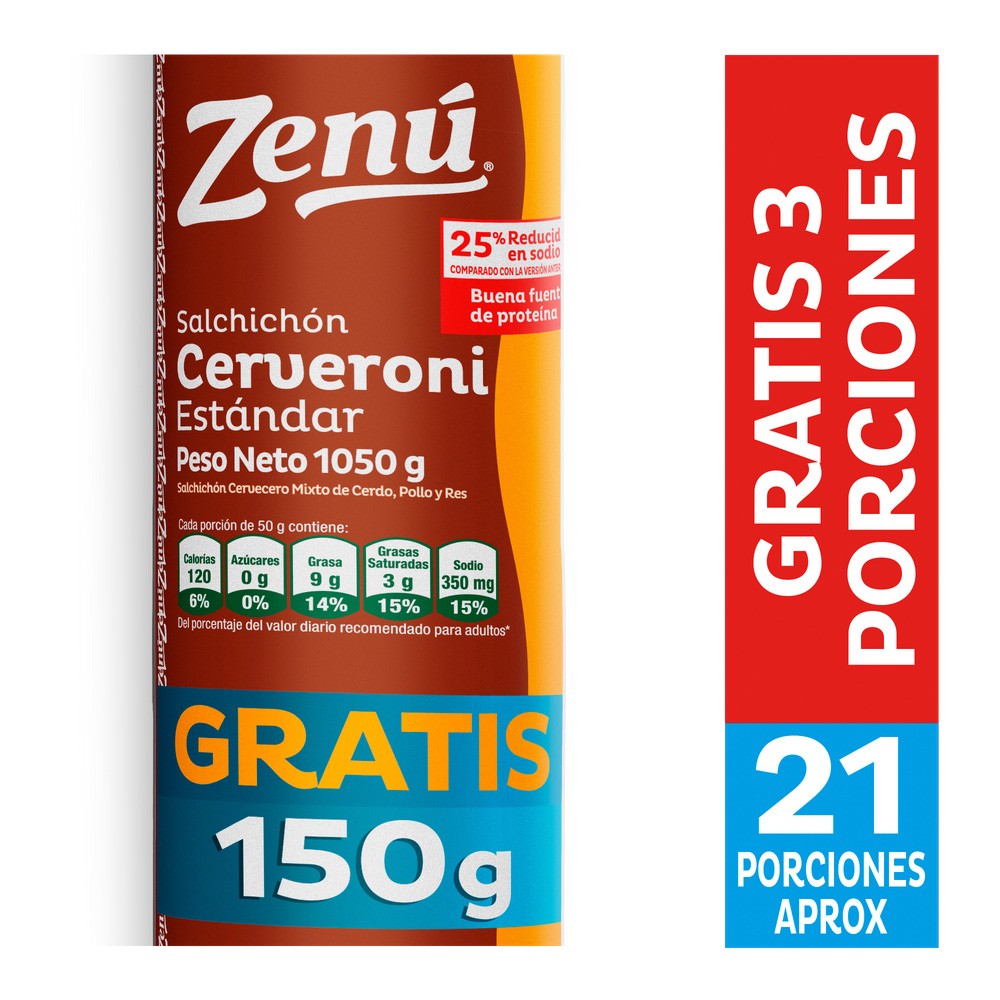 SALCHICHON CERVERONI ZENU*900GR + 150GR