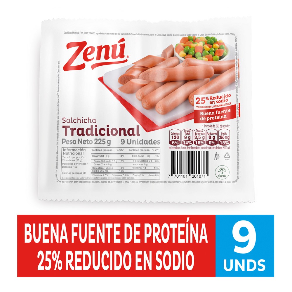 SALCHICHA TRADICIONAL ZENU*225GR