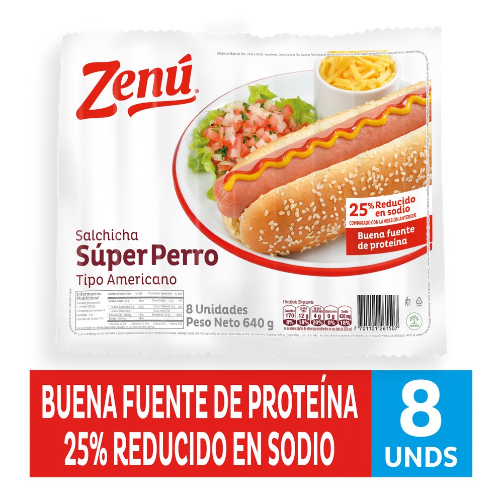 SALCHICHA SUPER PERRO ZENU  x 640GR