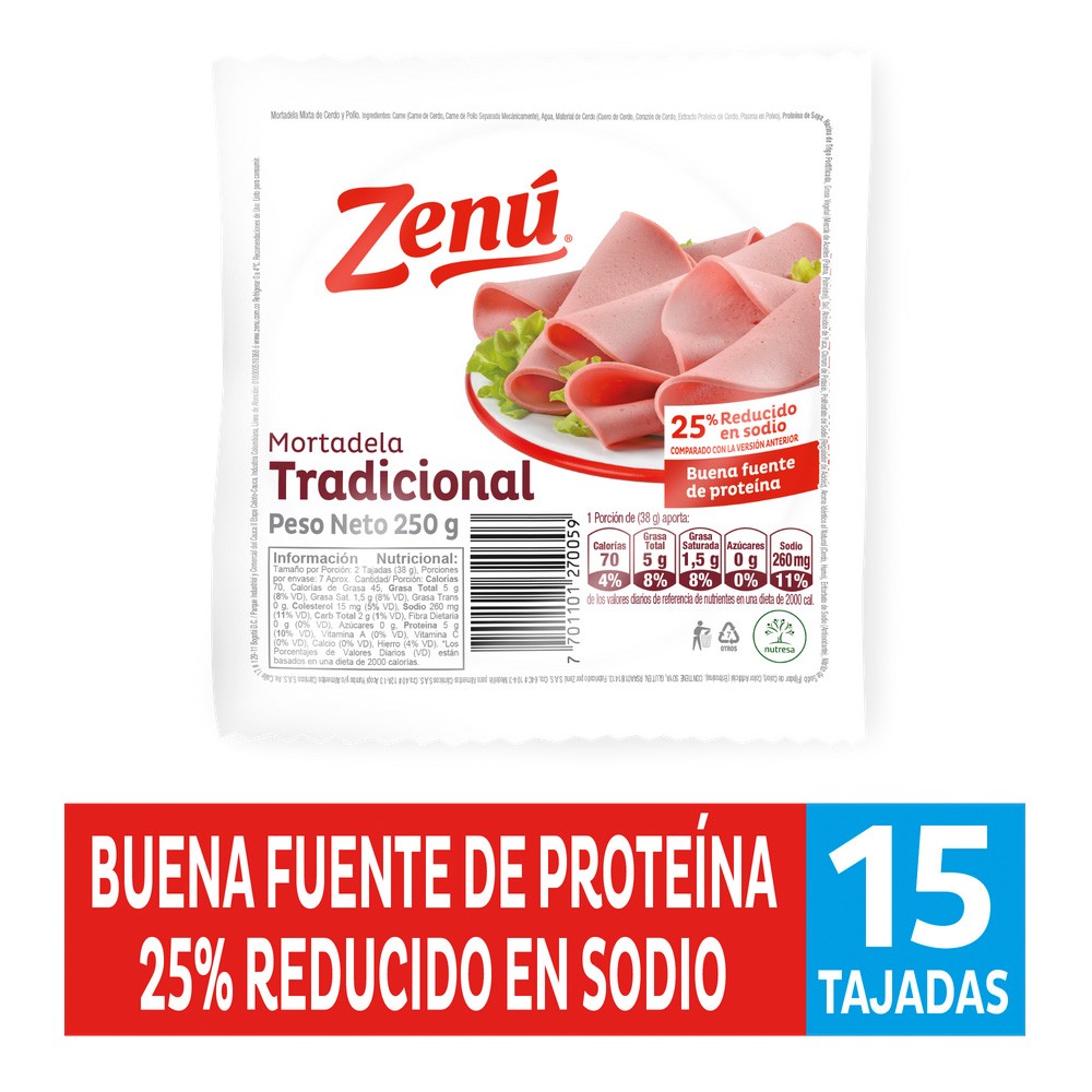 MORTADELA TRADICIONAL ZENU*250GR