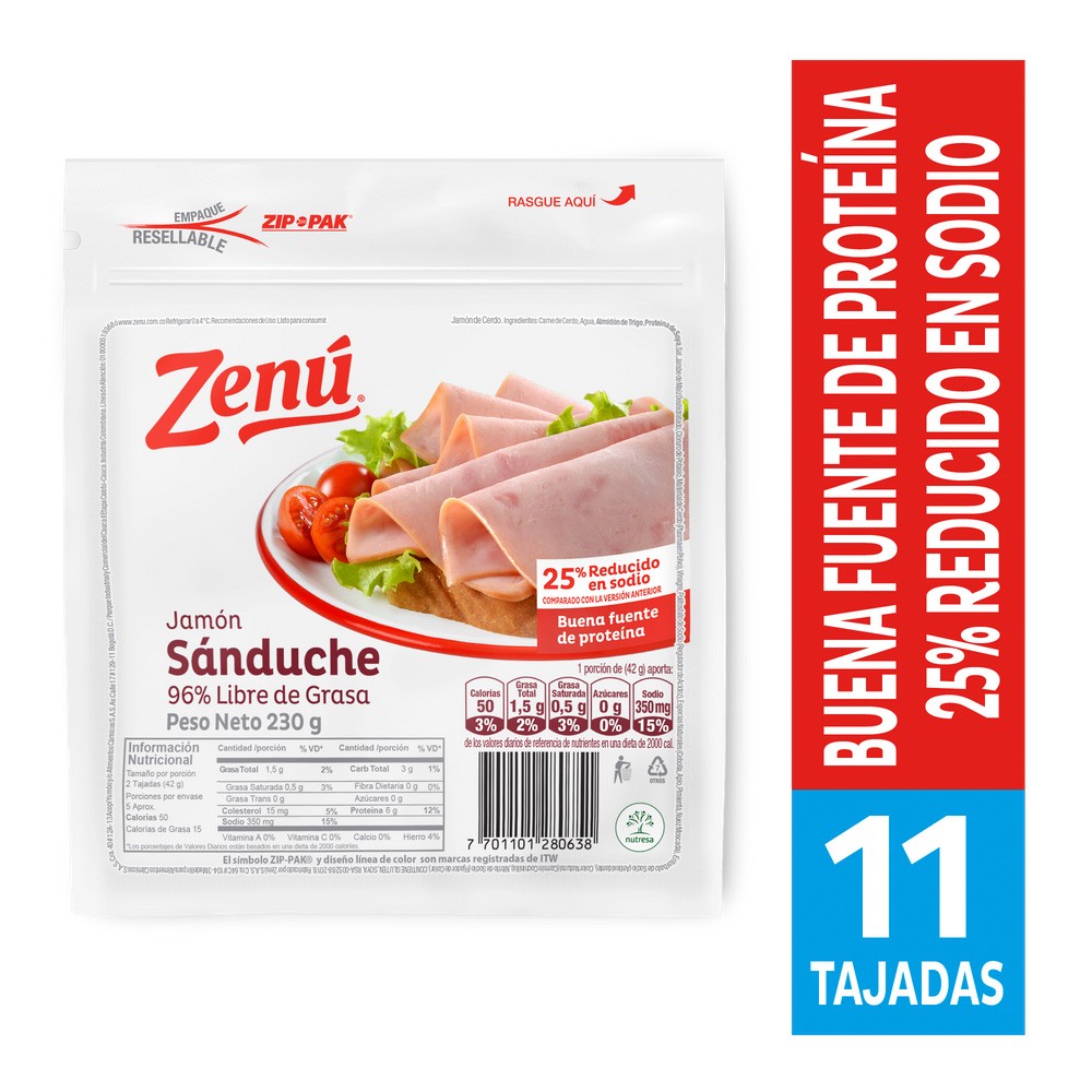 JAMON SANDUCHE ZENU*230GR