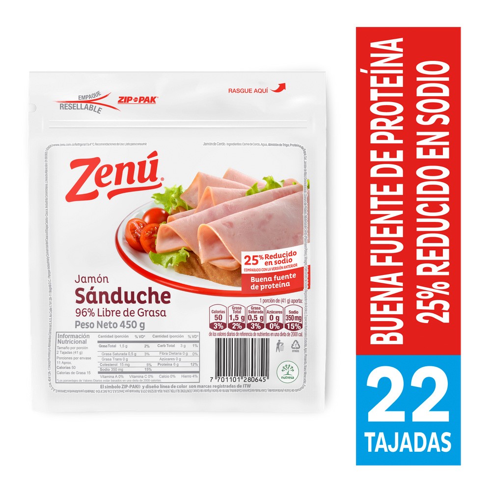 JAMON SANDUCHE ZENU*450GR