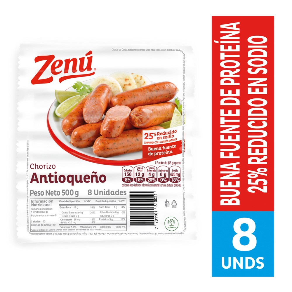 CHORIZO ANTIOQUEÑO ZENU*500GR
