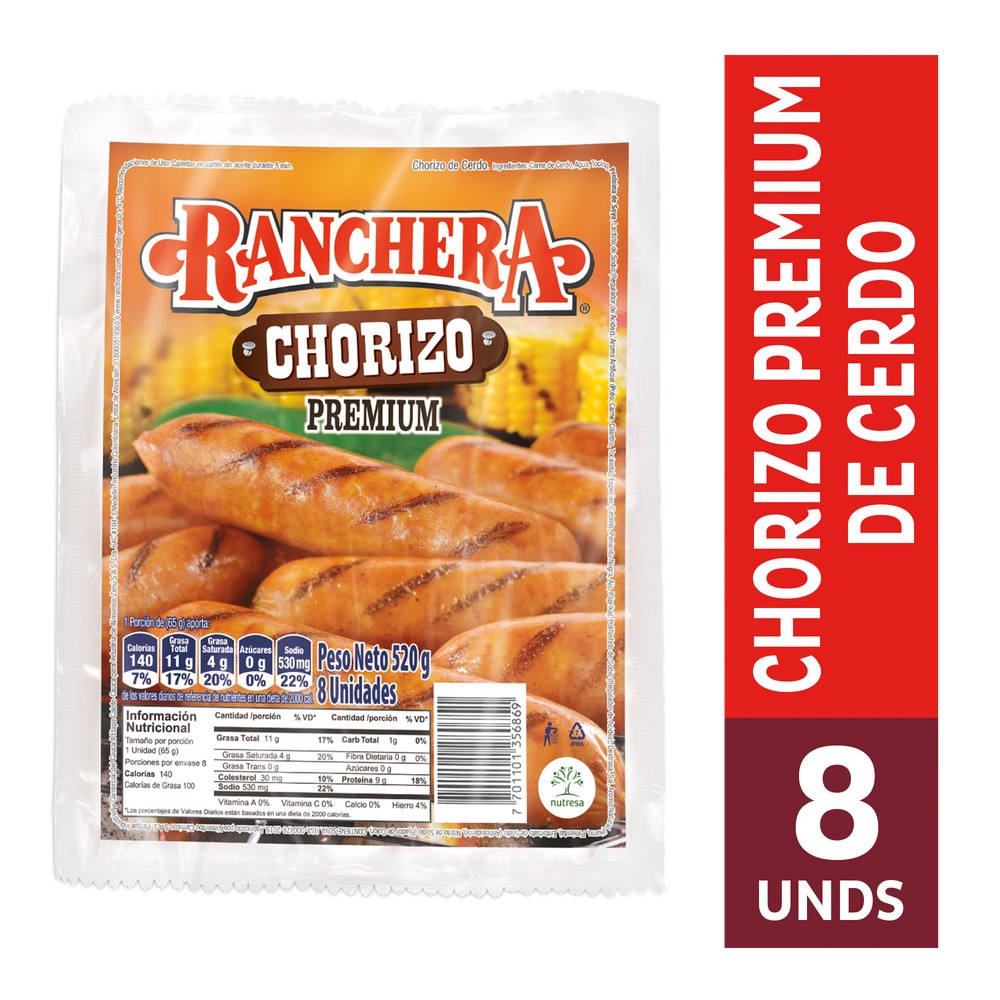 CHORIZO RANCHERA X8 UND  x 520GR