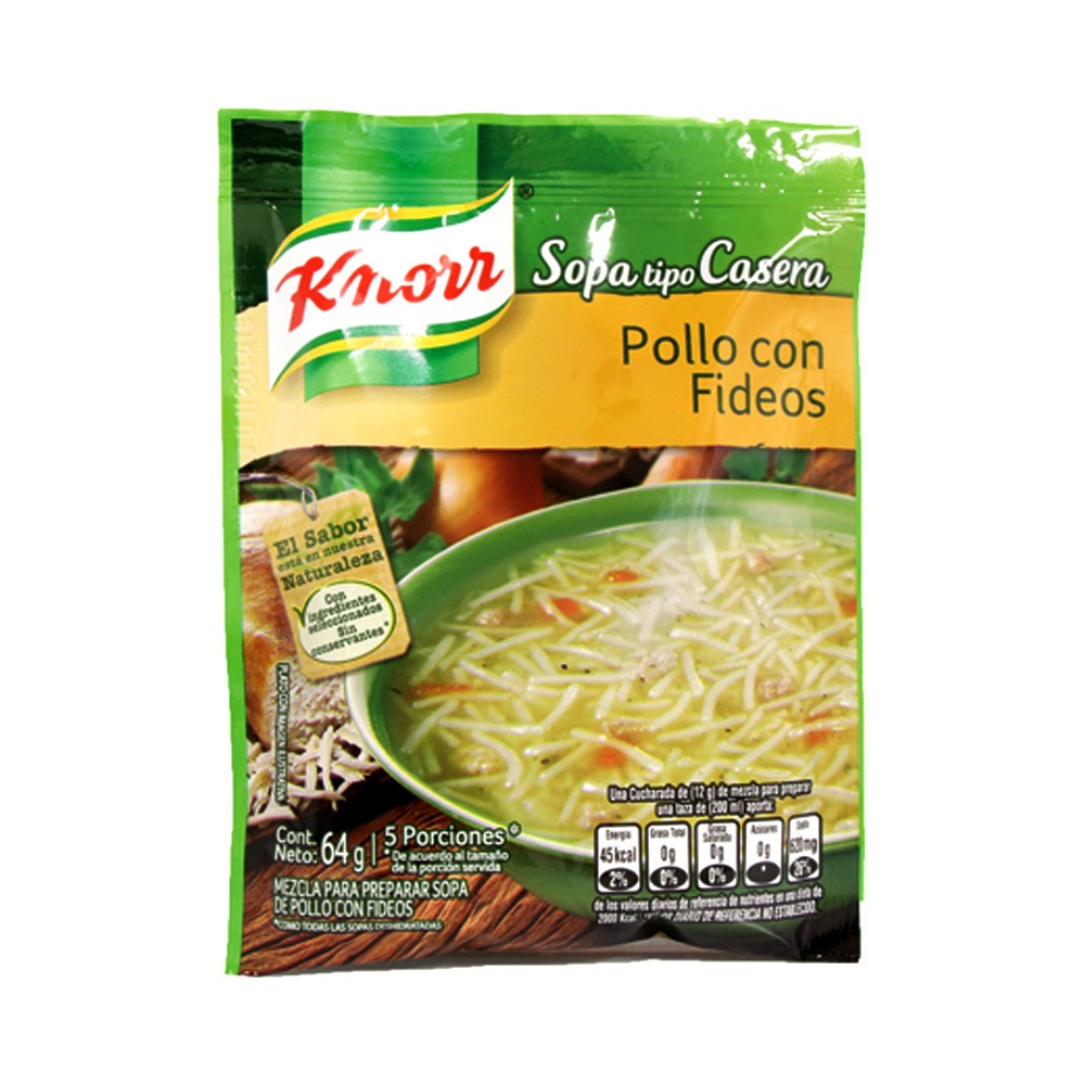 SOPA DE POLLO CON FIDEOS KNORR  x 64GR