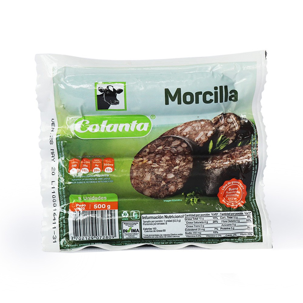 MORCILLA AHUMADA COLANTA  x 500GR