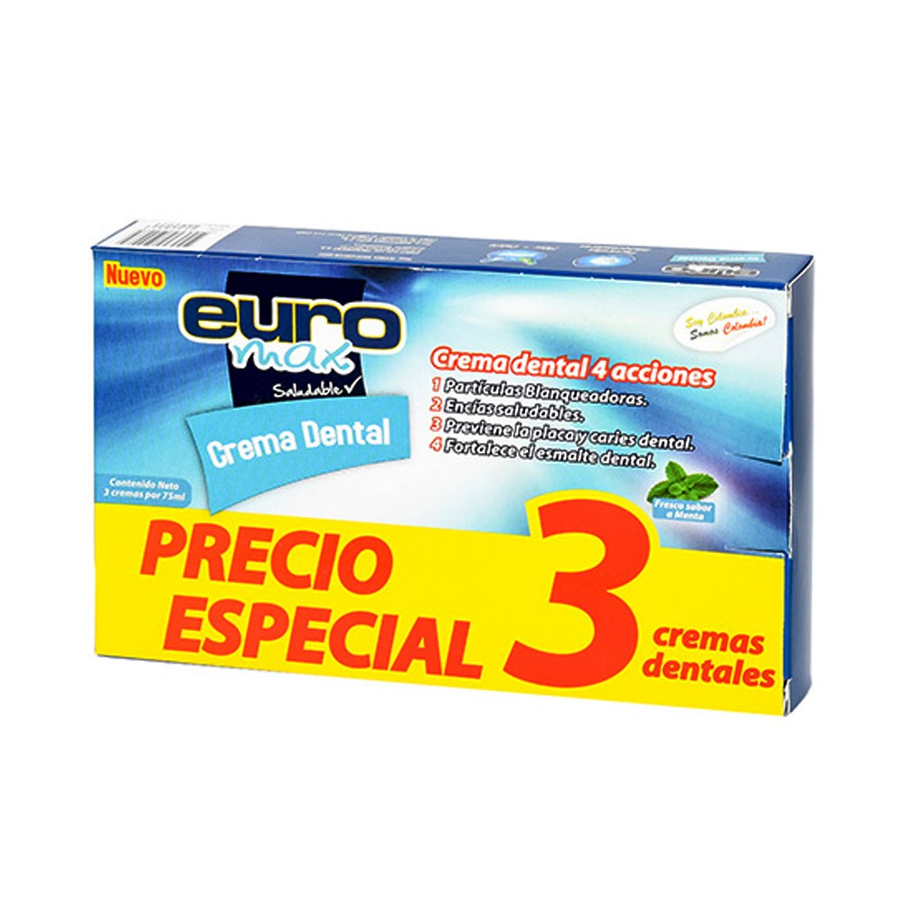CREMA DENTAL ADULTO EUROMAX 3 UND*75 ML
