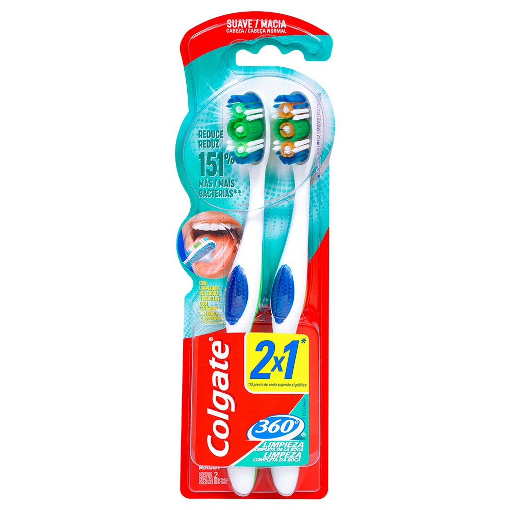 CEPILLO COLGATE 360 SUAVE  x 2U