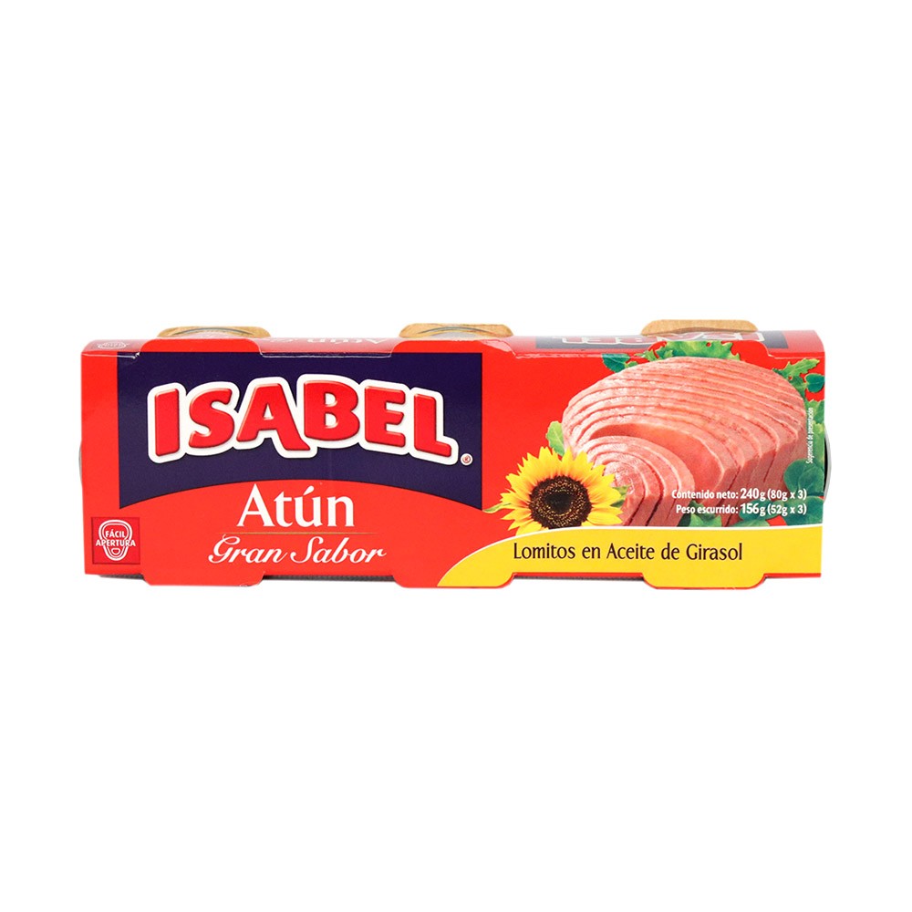 ATUN EN ACEITE GIRASOL  ISABEL X3 x 80GR