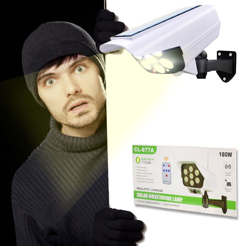 LÁMPARA PARED SOLAR SIMULACIÓN CÁMARA SEGURIDAD LED