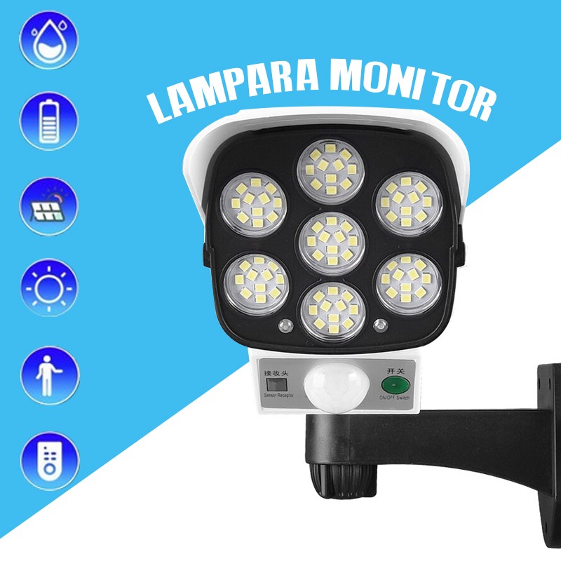 LÁMPARA PARED SOLAR SIMULACIÓN CÁMARA SEGURIDAD LED