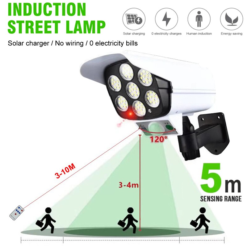 LÁMPARA PARED SOLAR SIMULACIÓN CÁMARA SEGURIDAD LED