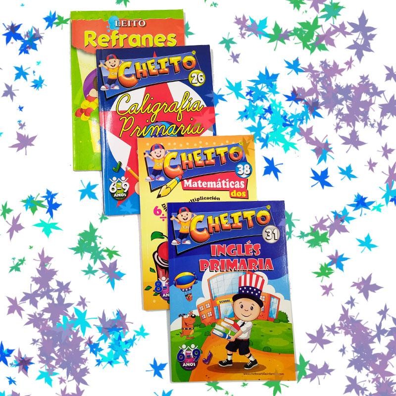 LIBROS SET X4 APRENDIZAJE INFANTIL ESCOLAR INGLES MATEMÁTICAS CALIGRAFÍA REFRANES