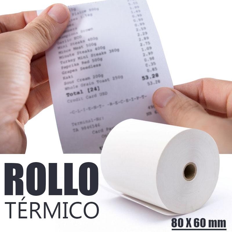ROLLOS TÉRMICOS 6 UNIDADES IMPRESIONES 80X60MM ROLLO PAPELERÍA OFICINA