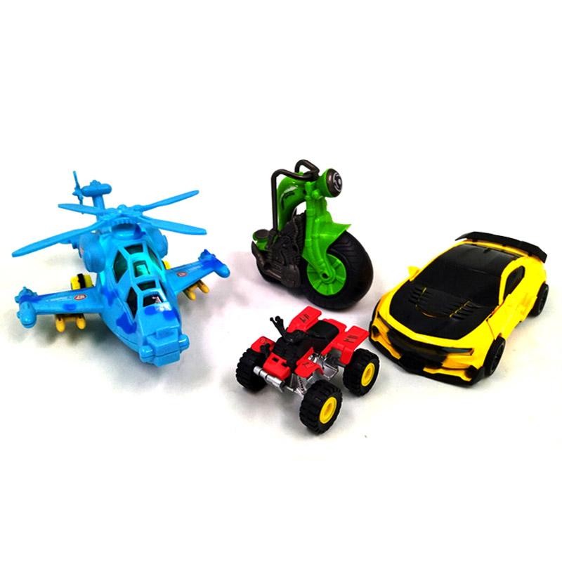 VEHÍCULOS JUGUETES FRICCIÓN SET 3 NIÑOS TRANSFORMERS HELICÓPTERO