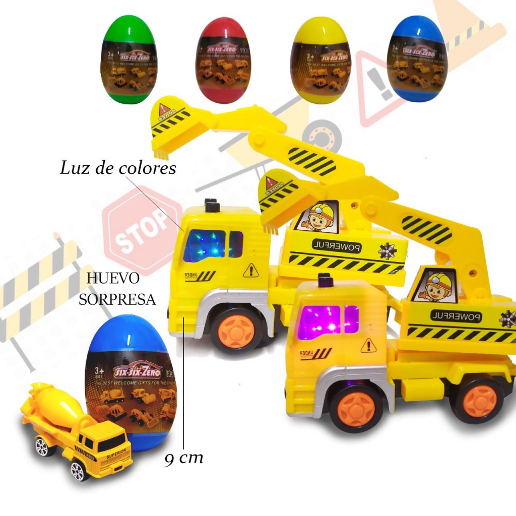 RETROEXCAVADORA SET HUEVOS CONSTRUCCIÓN SORPRESA JUGUETE JUGUETERÍA