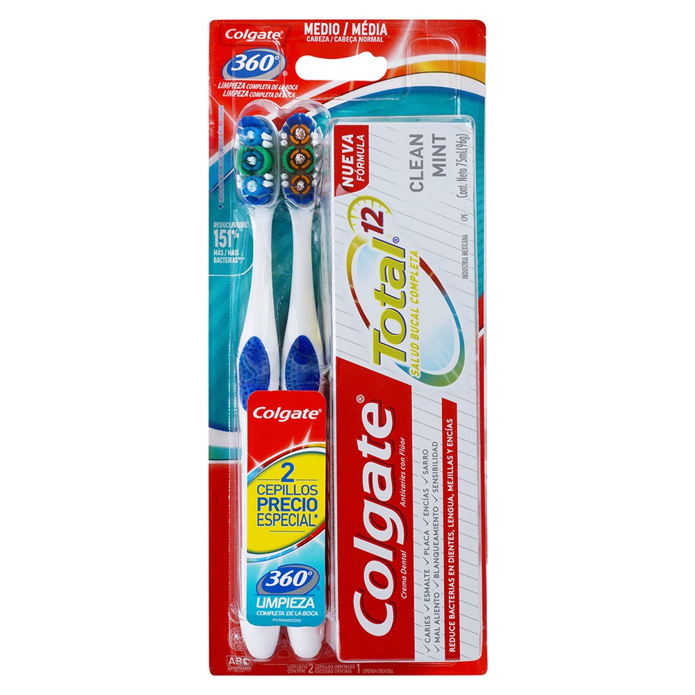 CEPILLO DENTAL COLGATE 360*2U+CREMA*75ML
