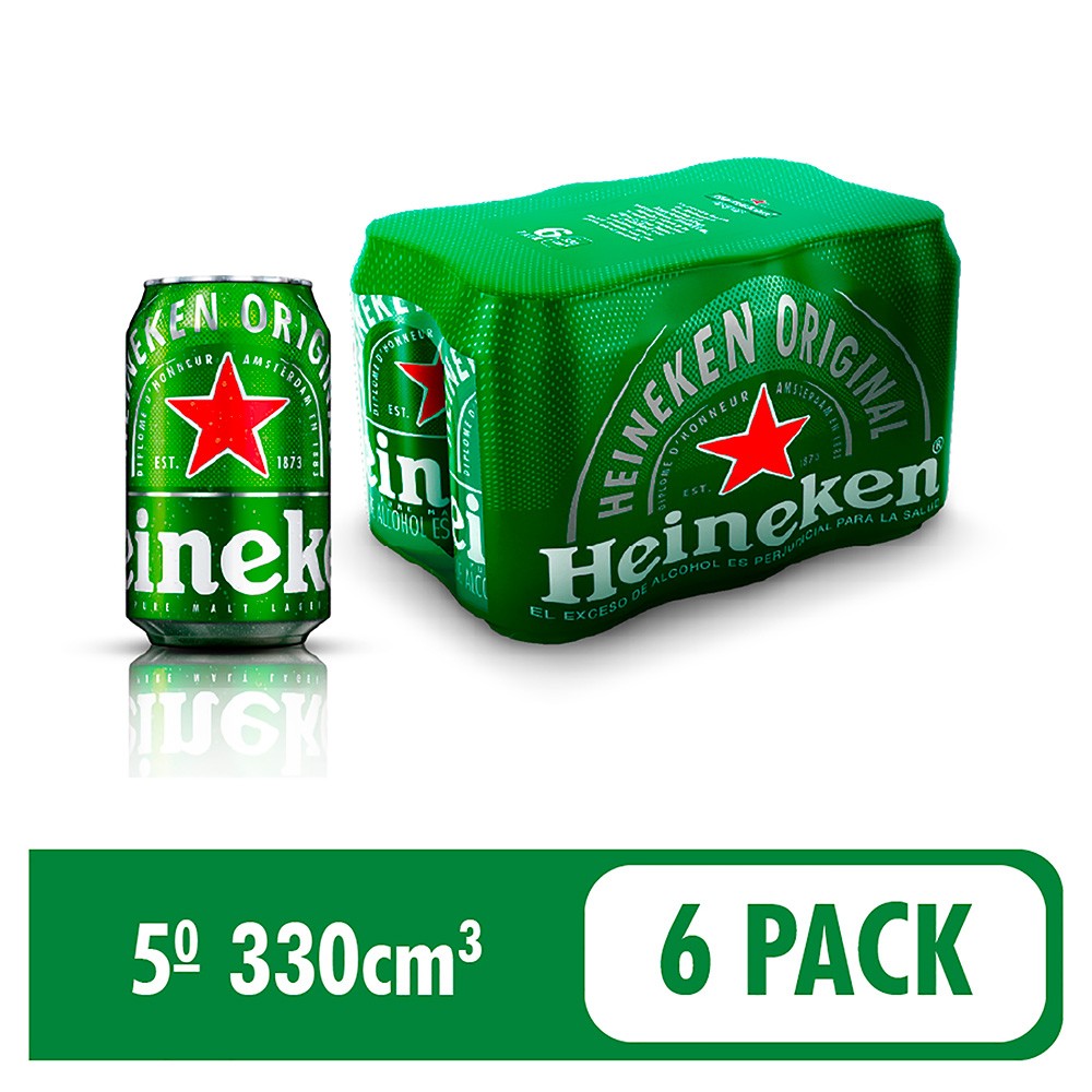 CERVEZA HEINEKEN LATA  x 330 ML  X6UND