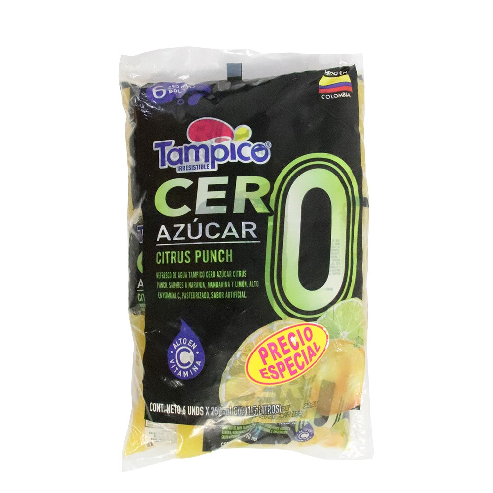 TAMPICO CERO CITRUS SIXPACK BOLSA*250ML