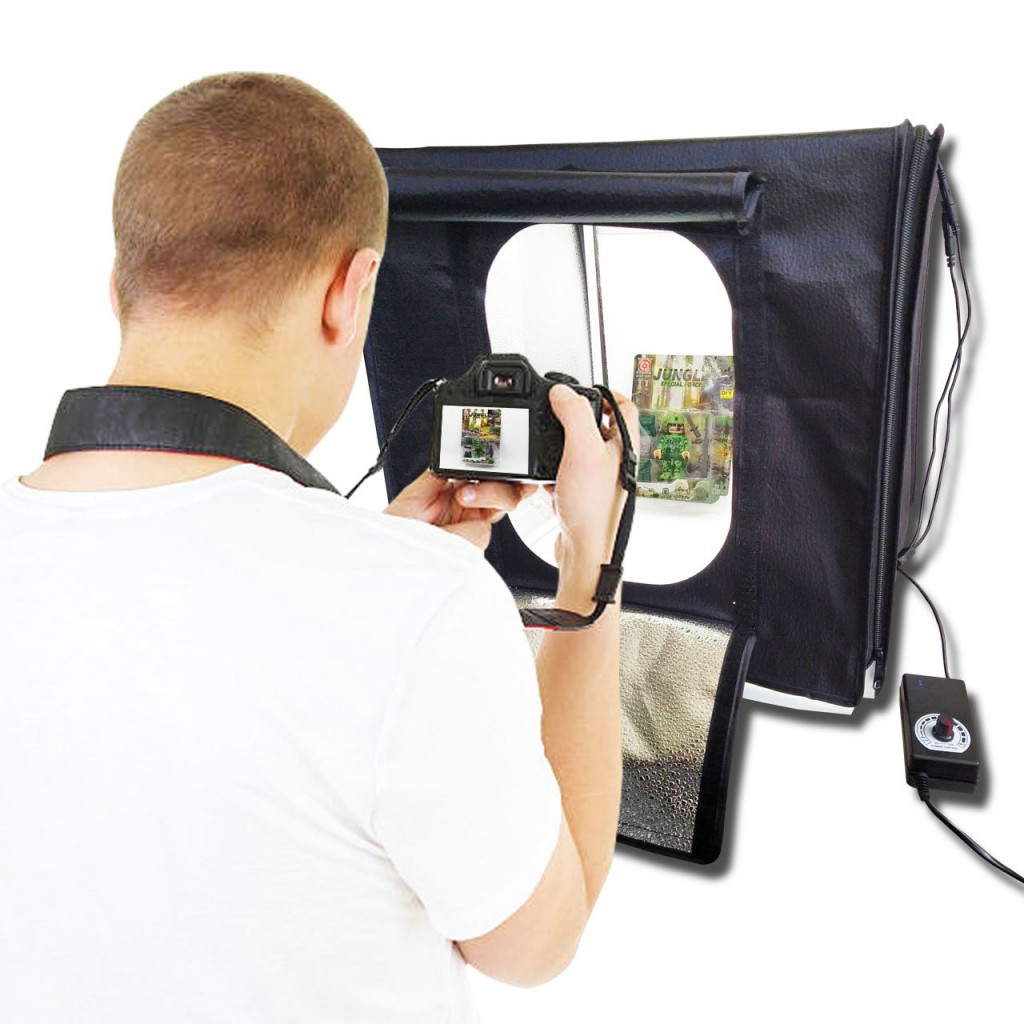 CAJA FOTOGRAFÍA LUZ LED 40X40X40 CM ESTUDIO PLEGABLE FOTOS JUGUETERÍA