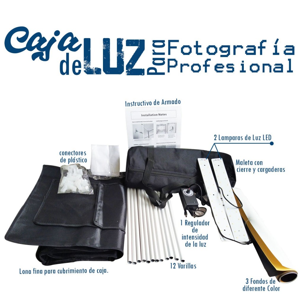 CAJA FOTOGRAFÍA LUZ LED 40X40X40 CM ESTUDIO PLEGABLE FOTOS JUGUETERÍA