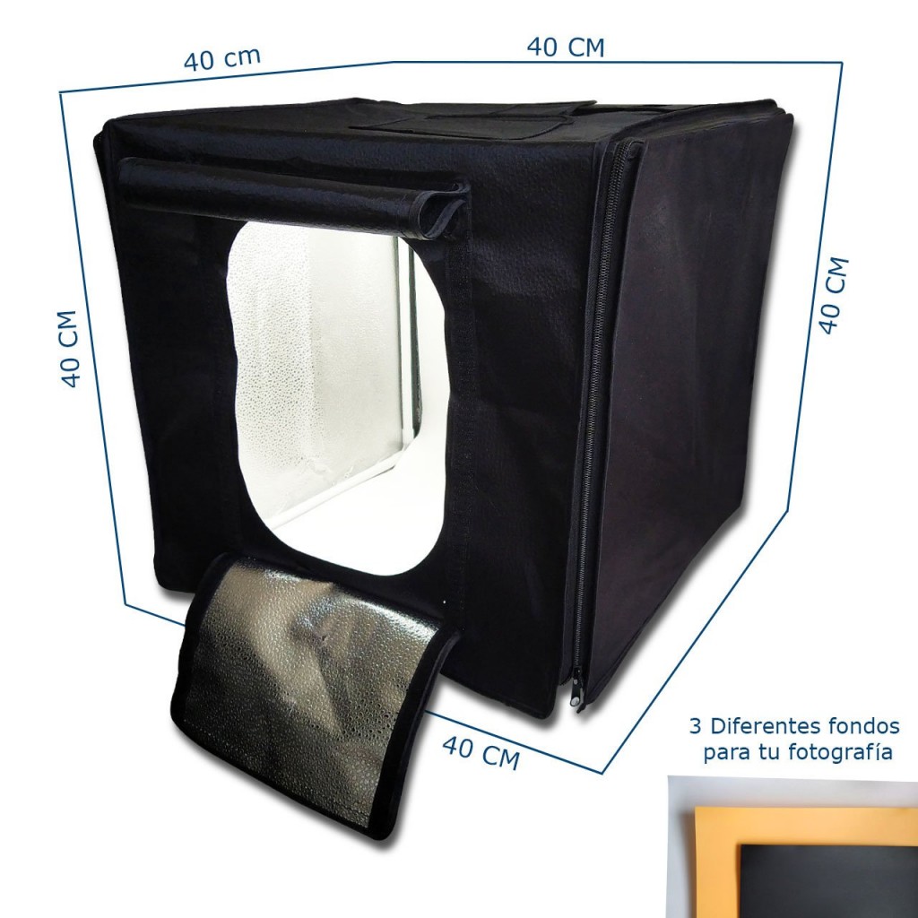 CAJA FOTOGRAFÍA LUZ LED 40X40X40 CM ESTUDIO PLEGABLE FOTOS JUGUETERÍA
