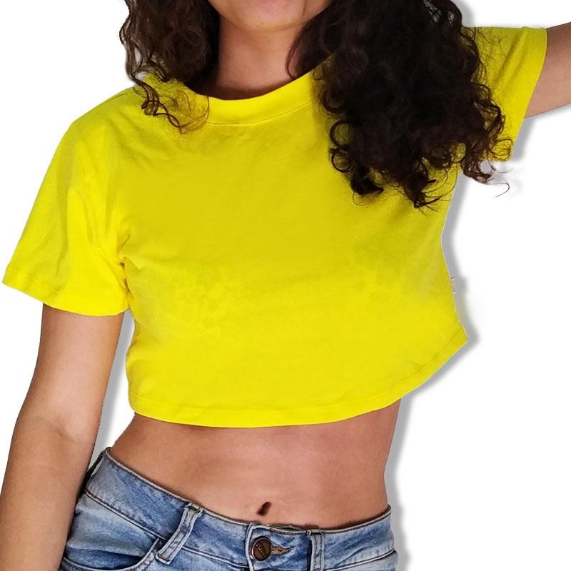 CAMISETA CROP TOPS AMARILLO FEMENINO MUJER ROPA MODA VESTUARIO