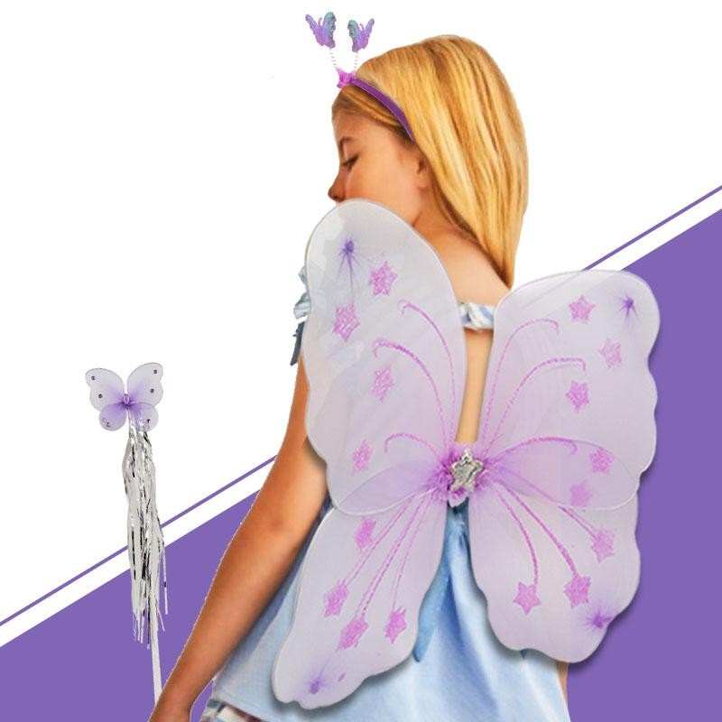ALAS HADAS LILA JUGUETES NIÑAS DISFRAZ VARITA DIADEMA JUGUETERÍA