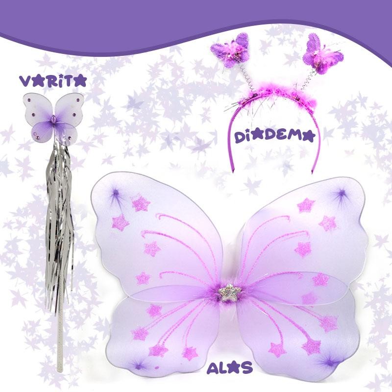 ALAS HADAS LILA JUGUETES NIÑAS DISFRAZ VARITA DIADEMA JUGUETERÍA