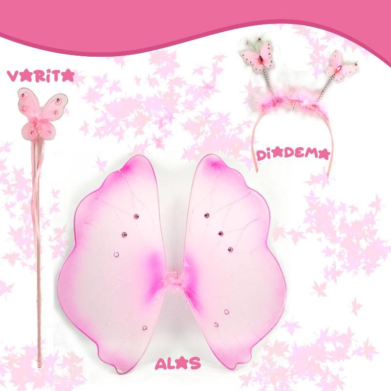 ALAS HADAS FUCSIA JUGUETES NIÑAS DISFRAZ VARITA DIADEMA JUGUETERÍA