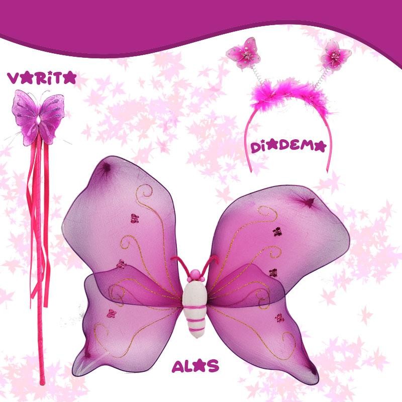 ALAS HADAS MORADAS JUGUETES NIÑAS DISFRAZ VARITA DIADEMA JUGUETERÍA