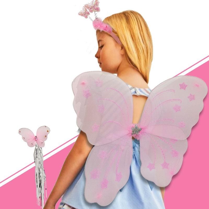 ALAS HADAS ROSADAS JUGUETES NIÑAS DISFRAZ VARITA DIADEMA JUGUETERÍA
