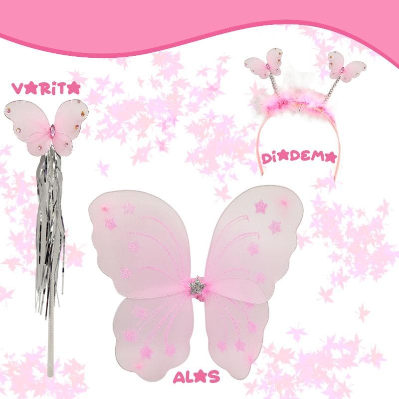 ALAS HADAS ROSADAS JUGUETES NIÑAS DISFRAZ VARITA DIADEMA JUGUETERÍA
