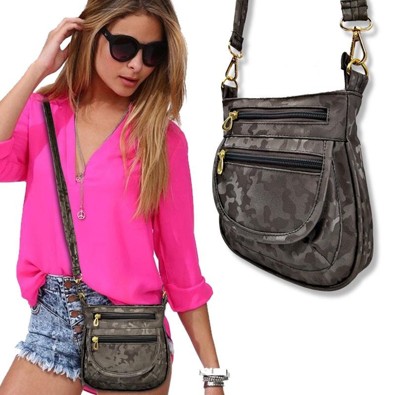 BOLSOS DAMA DISEÑO CAMUFLADO GRIS FEMENINO CARTERA MODA