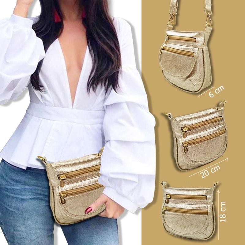 BOLSO URBAEZ VERSI  TIPO CARTERA CHAMPAÑA CORRUGADO FEMENINO MODA