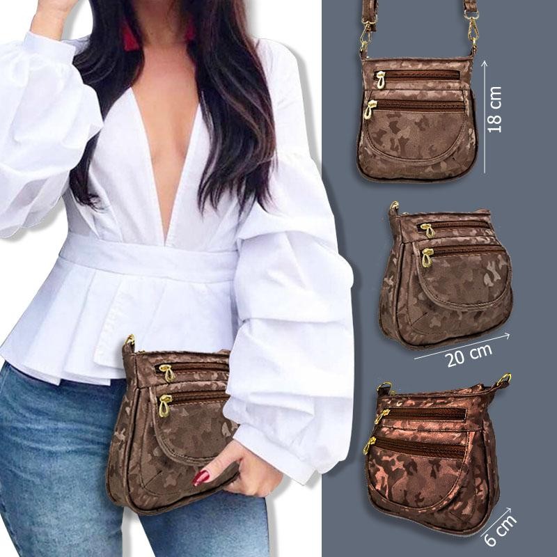 BOLSO  URBAEZ  VERSI TIPO CARTERA  CAFÉ CAMUFLADO FEMENINO MODA