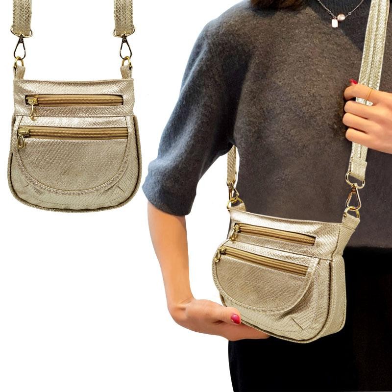 BOLSO URBAEZ VERSI  TIPO CARTERA CHAMPAÑA CORRUGADO FEMENINO MODA