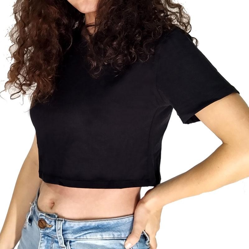 CROP TOPS NEGRO FEMENINO BLUSAS MUJER ROPA MODA VESTUARIO