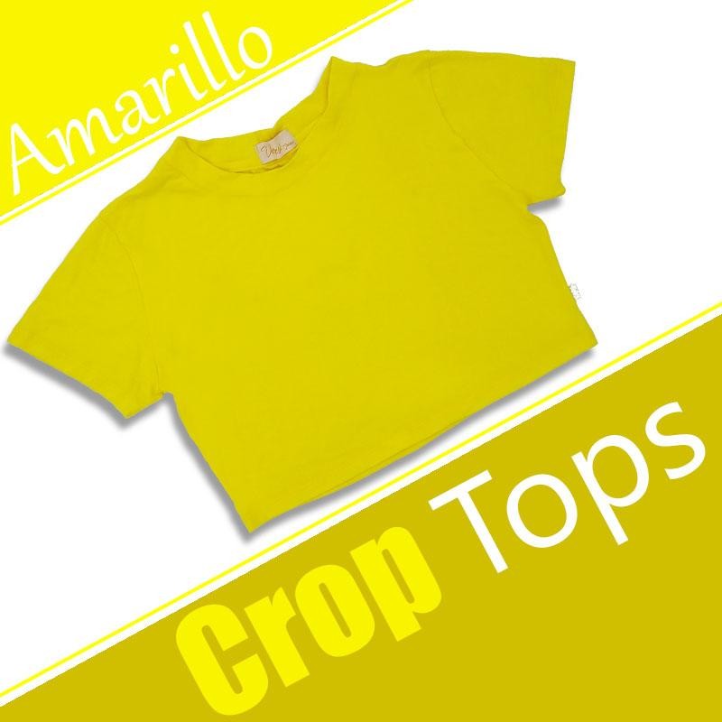 CAMISETA CROP TOPS AMARILLO FEMENINO MUJER ROPA MODA VESTUARIO