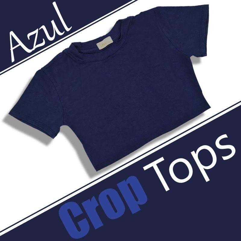 CAMISETA CROP TOPS AZUL FEMENINO BLUSAS MUJER ROPA
