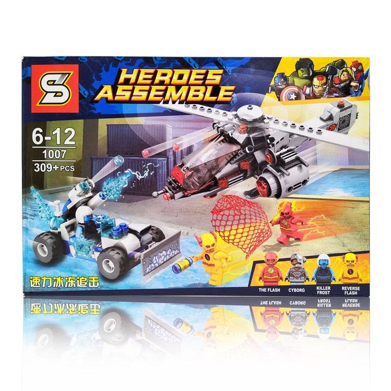 HÉROES ASSEMBLE ARMABLES HELICÓPTERO FLASH BLOCKS JUGUETE DIDÁCTICO JUGUETERÍA