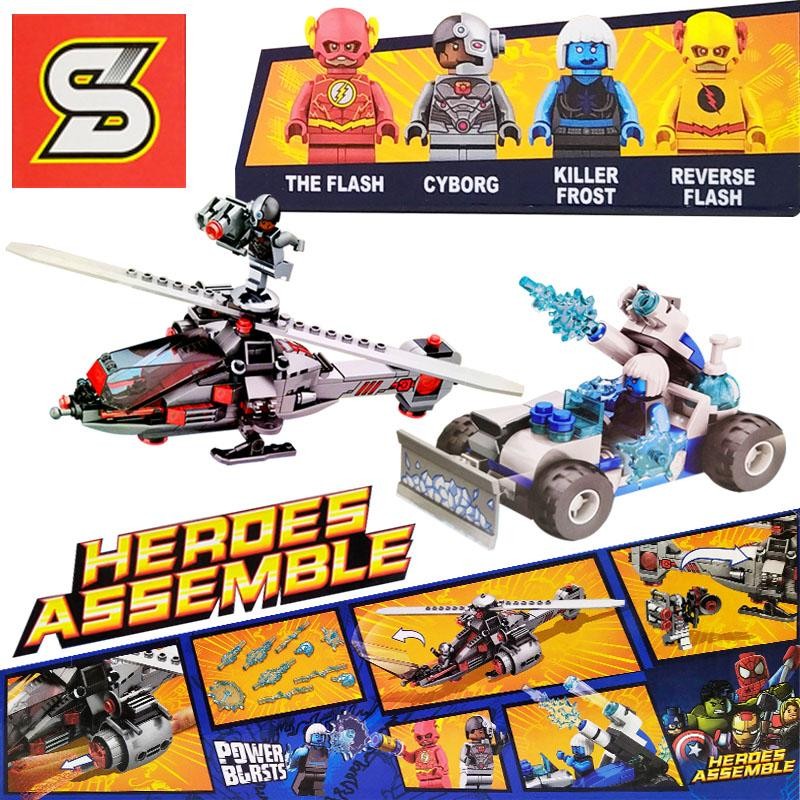 HÉROES ASSEMBLE ARMABLES HELICÓPTERO FLASH BLOCKS JUGUETE DIDÁCTICO JUGUETERÍA