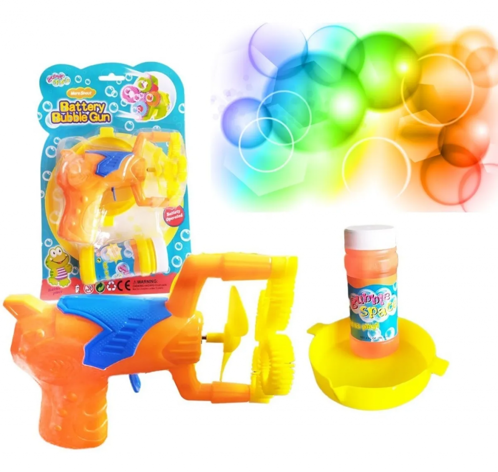 PISTOLA DE BURBUJAS JUGUETE DIDÁCTICO JUGUETERÍA NARANJA