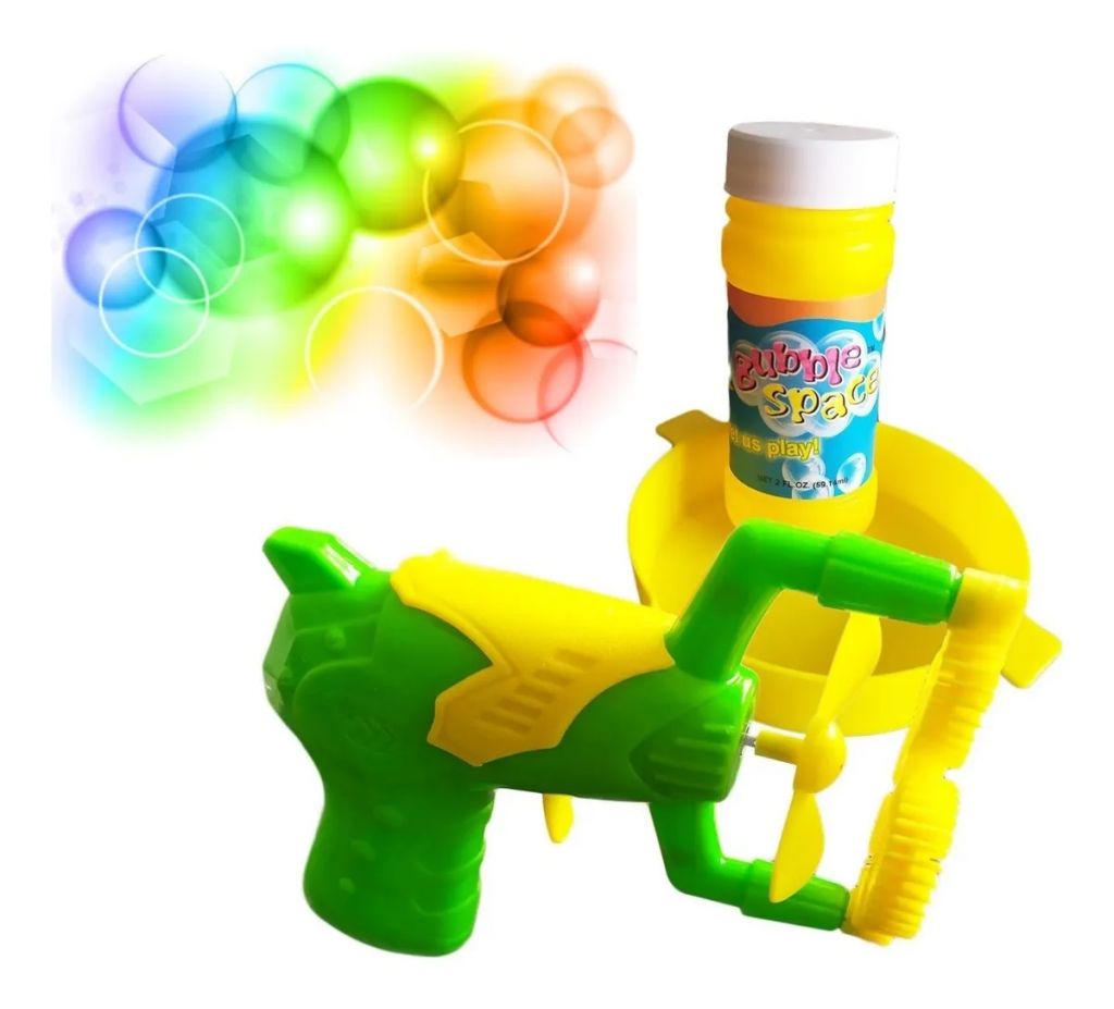 PISTOLA DE BURBUJAS JUGUETE DIDÁCTICO JUGUETERÍA VERDE