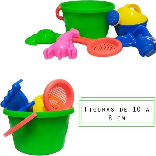 BALDE DE PLAYA DIDÁCTICO KIT DE PLAYA JUGUETERÍA VERDE