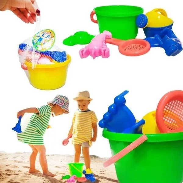 BALDE DE PLAYA DIDÁCTICO KIT DE PLAYA JUGUETERÍA VERDE