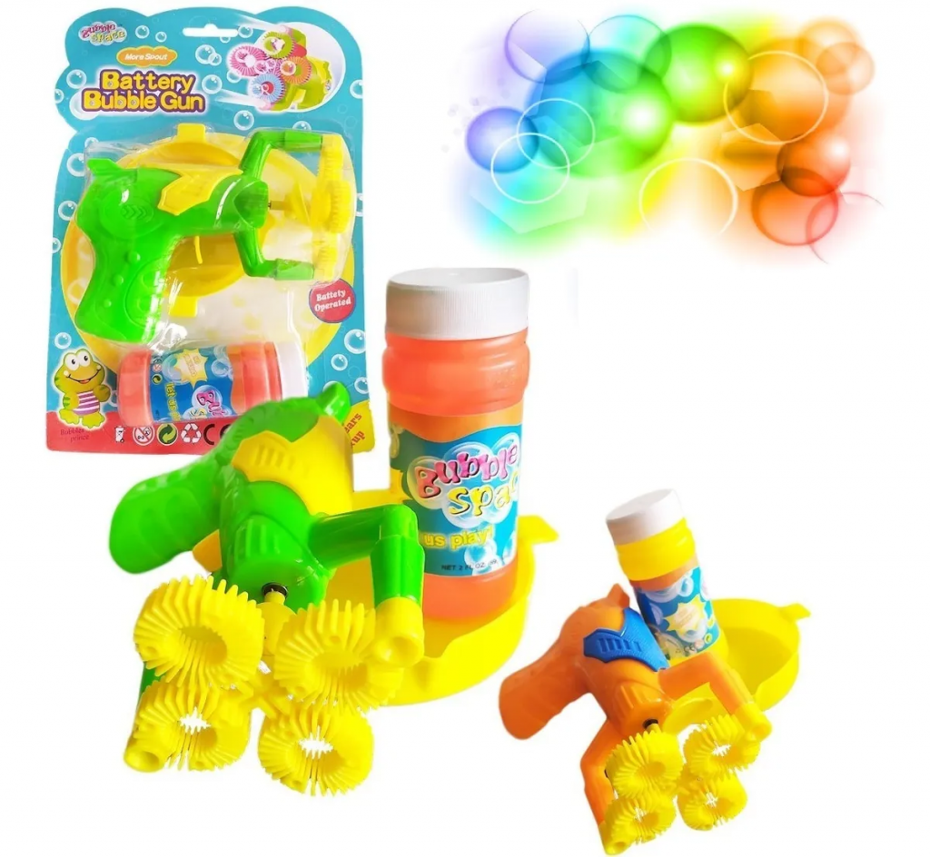 PISTOLA DE BURBUJAS JUGUETE DIDÁCTICO JUGUETERÍA NARANJA