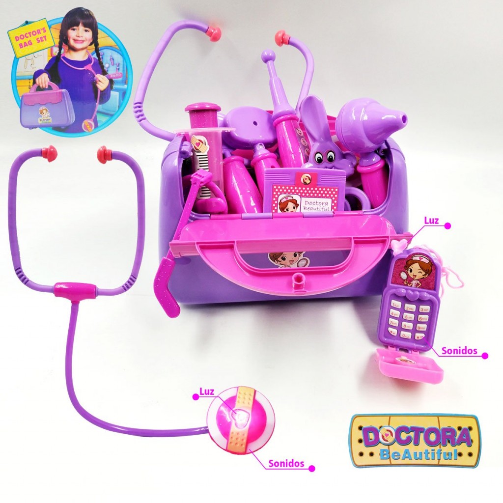 JUEGO MALETA DOCTORA JUGUETE INFANTIL SET MEDICO SONIDO LUCES DIDÁCTICO