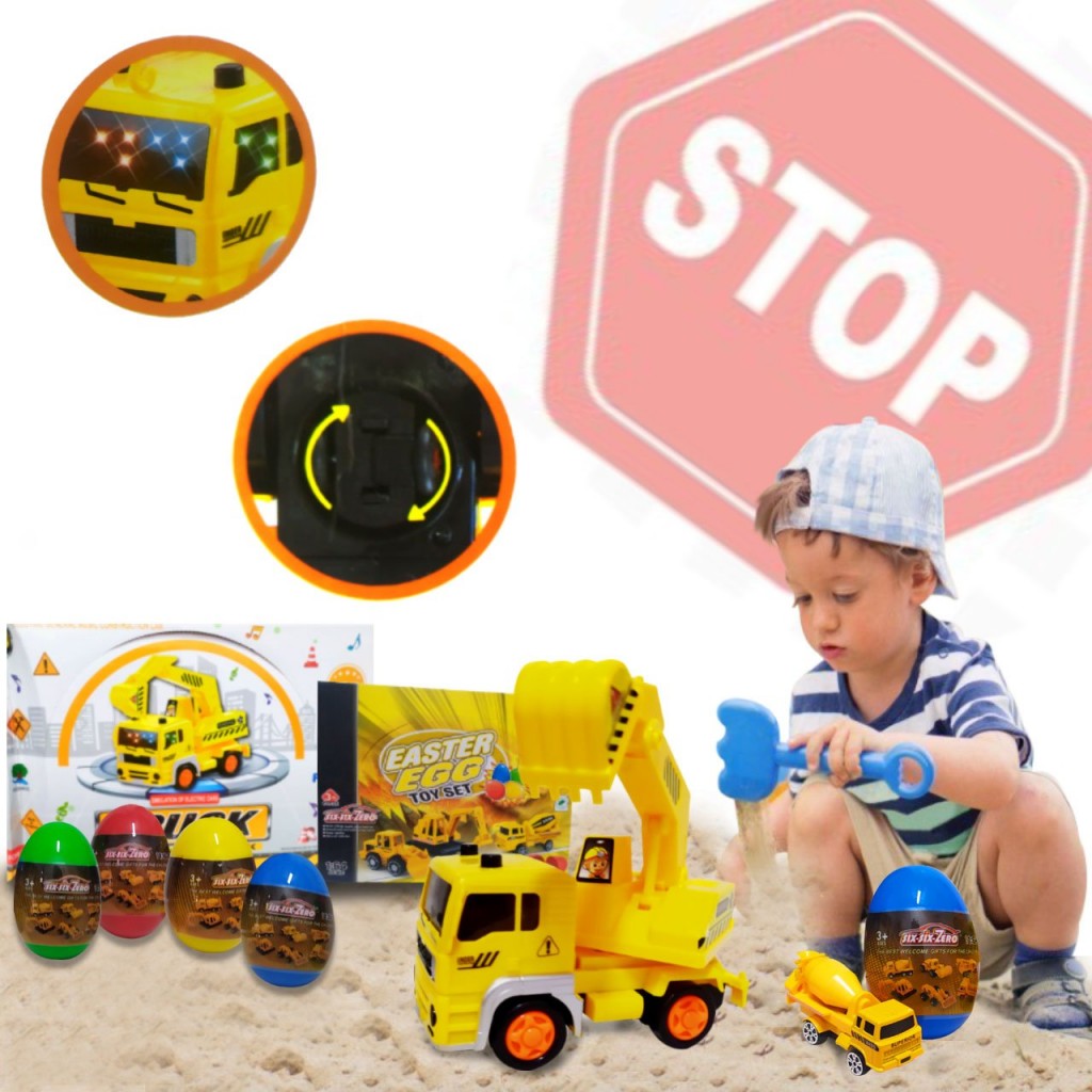 RETROEXCAVADORA SET HUEVOS CONSTRUCCIÓN SORPRESA JUGUETE JUGUETERÍA