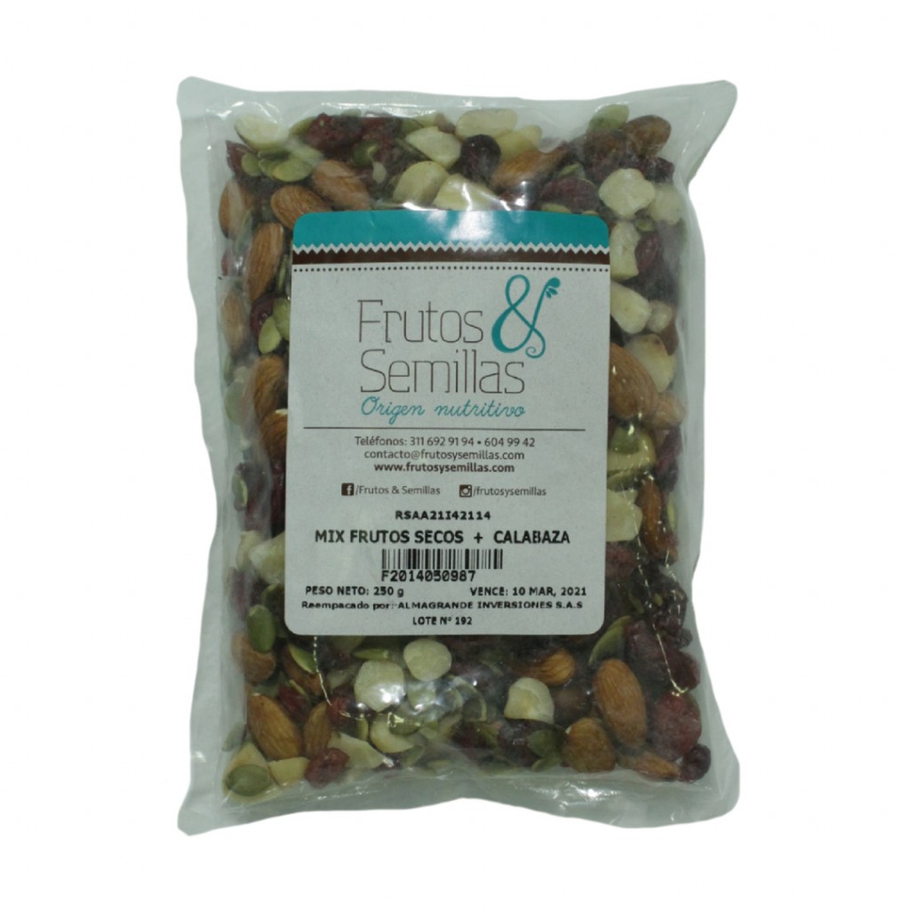 MIX FRUTOS SECOS + CALABAZA * 250 GR